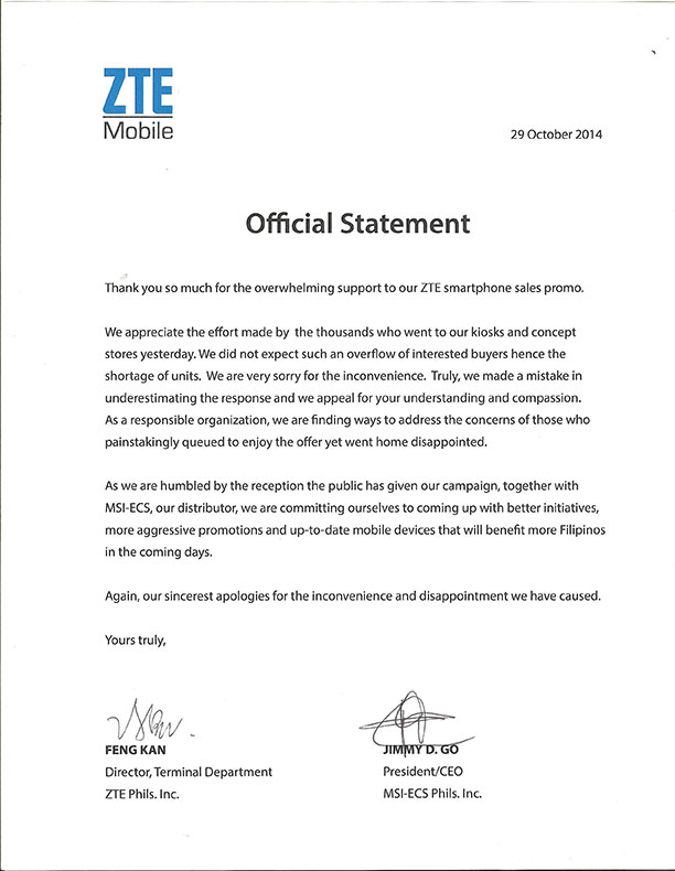 Zte Makes Their Official Statement On Their Recent Sale Fiasco Will