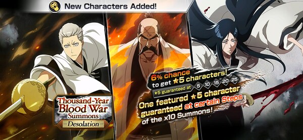 KLab Inc., a leader in online mobile games, announced that its hit 3D action game Bleach: Brave Souls, currently available on smartphones, PC, and PlayStation 4, will be holding the Thousand-Year Blood War Summons: Desolation from Monday, July 31, 2023.