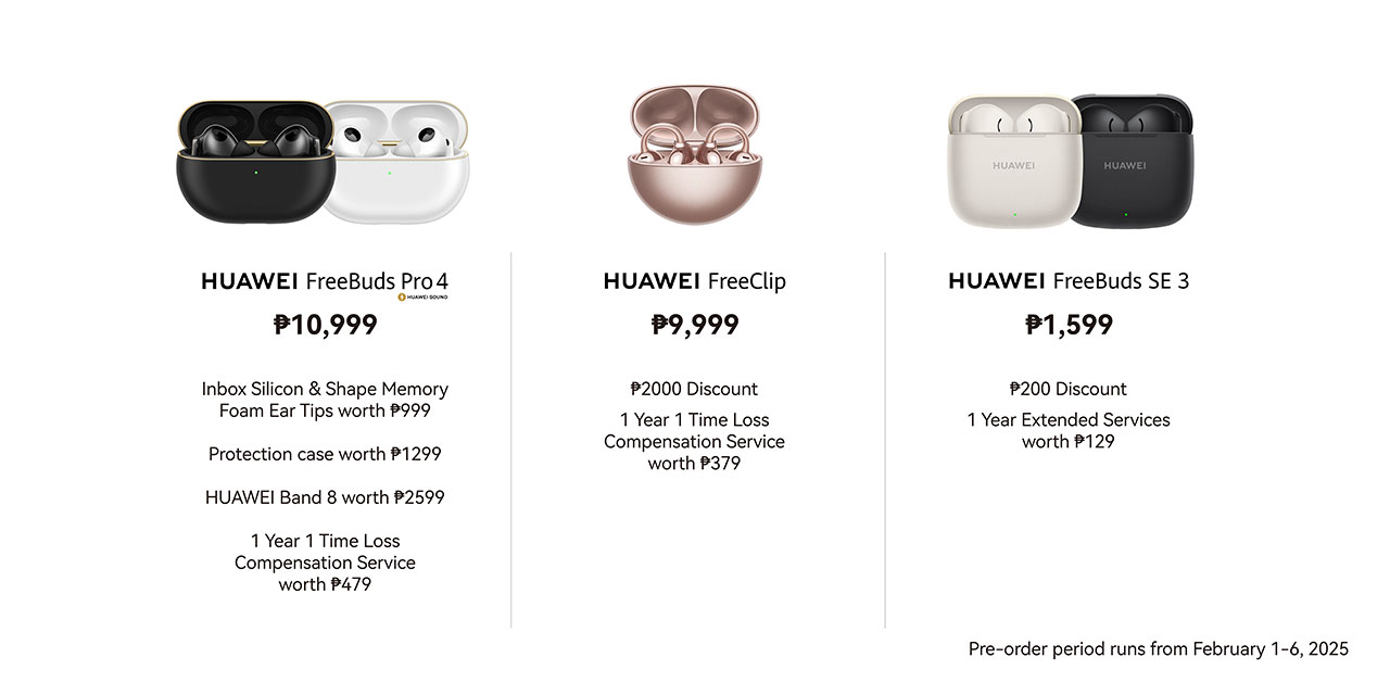Huawei Freebuds Pro 4, FreeBuds SE3, FreeClip Pre-Order